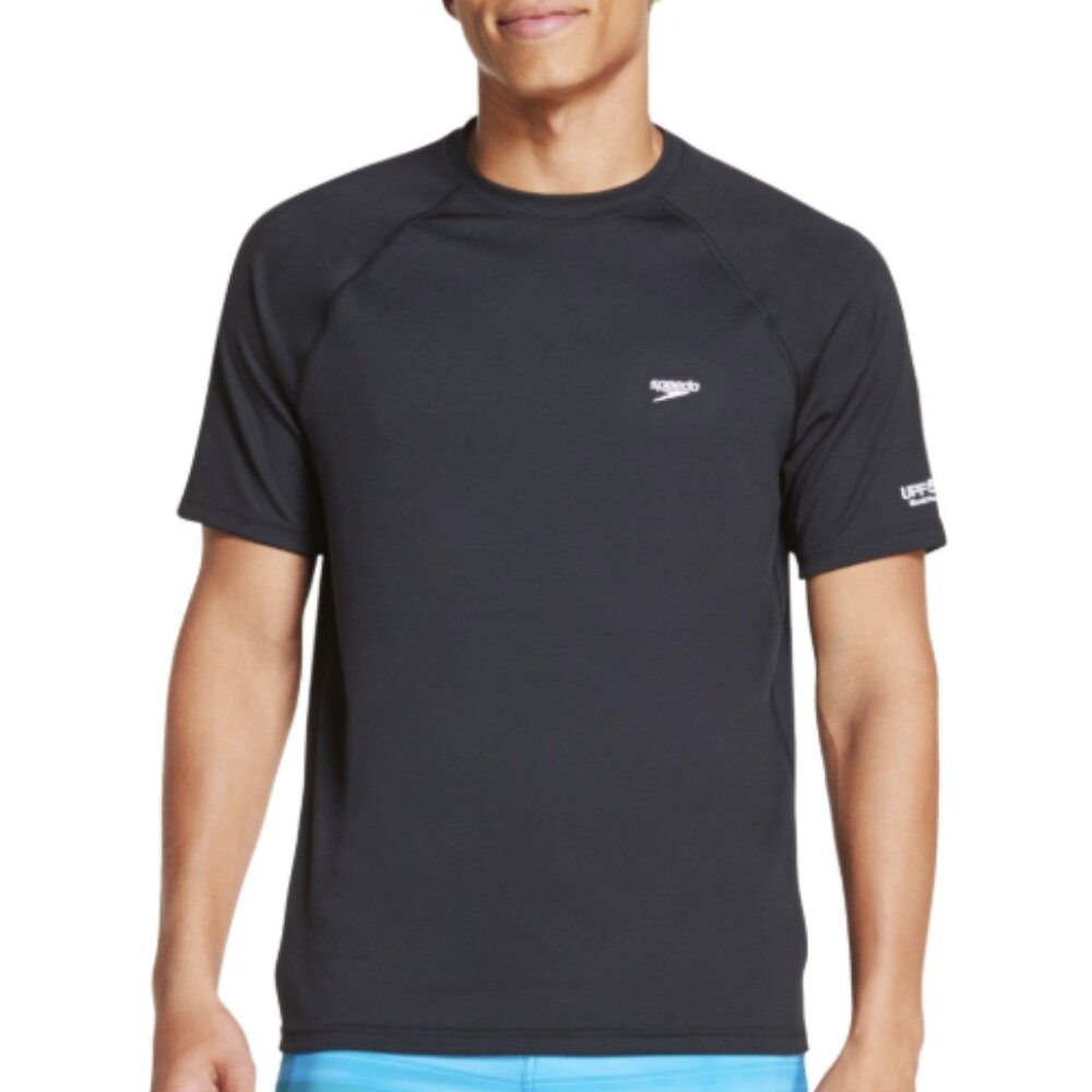 Speedo Men's Quick-Dry Upf 50+ Rash Guard Speedo Black M NWT